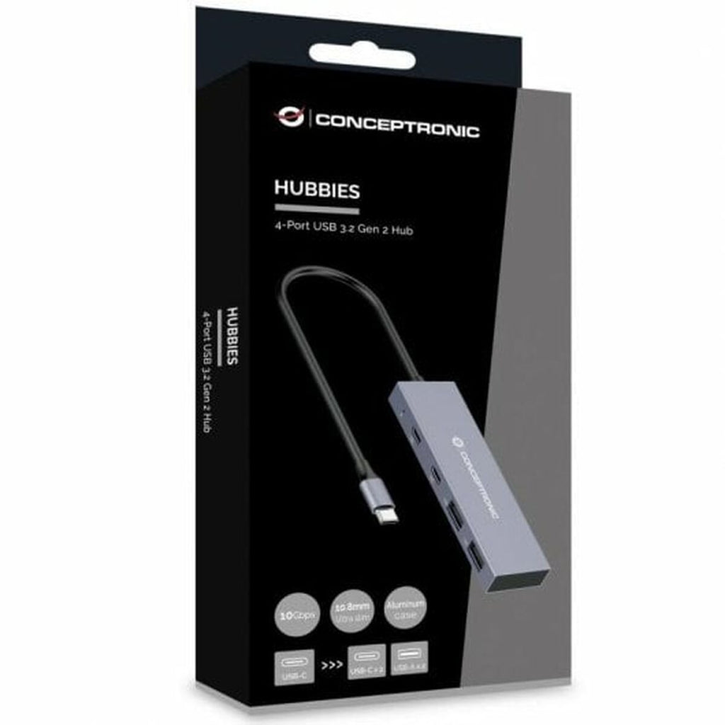 Conceptronic USB USB-Hub HUBBIES13G Grau – Ansicht 3