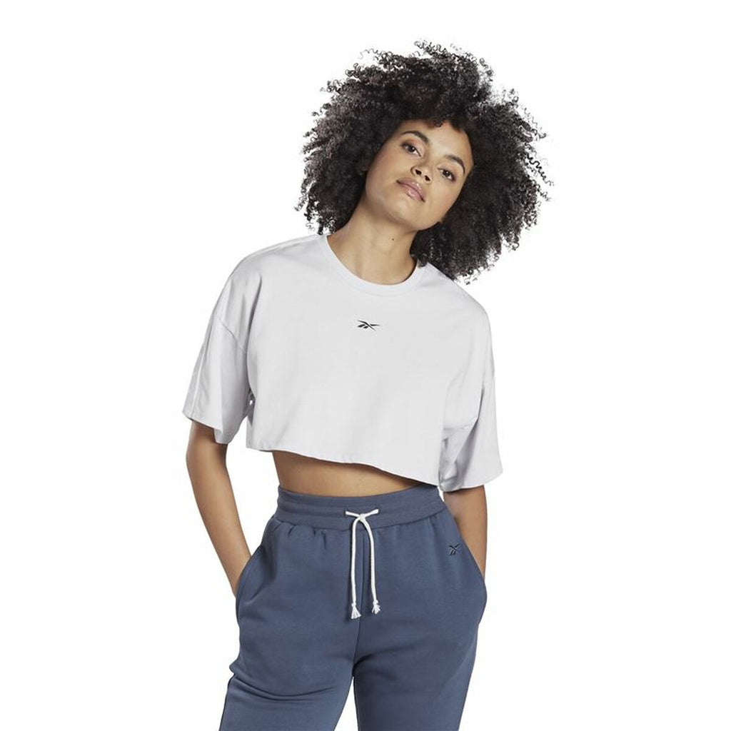 Women’s Short Sleeve T-Shirt Reebok Fitness Crop Vector Velour Light