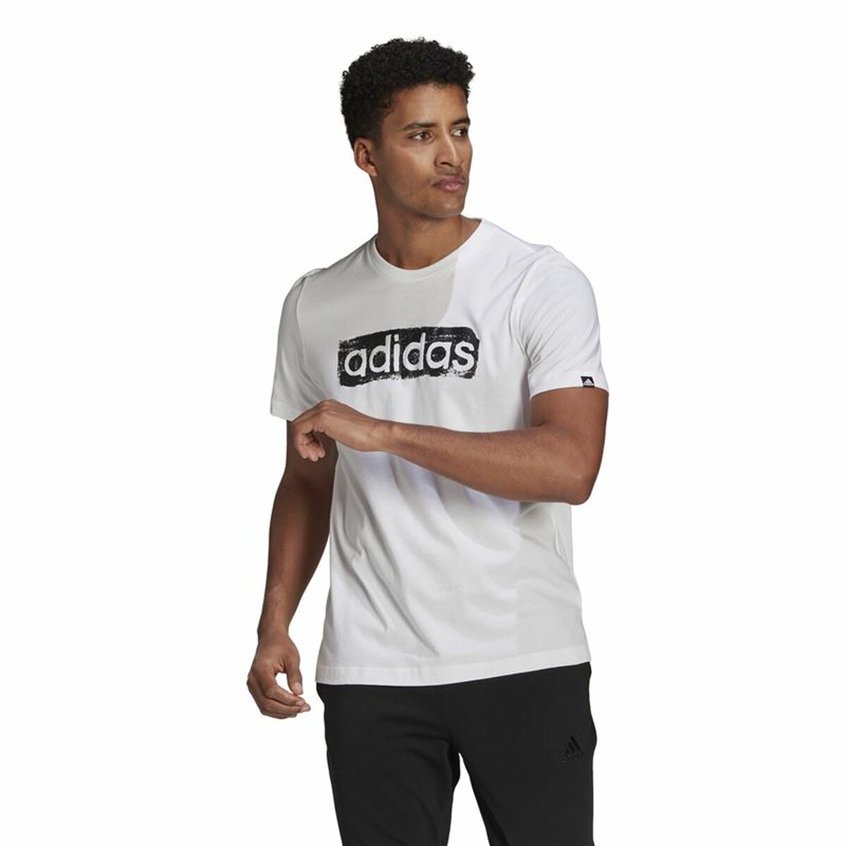 Adidas Brushstroke Logo Men's T-Shirt - White von Adidas | BYAG.