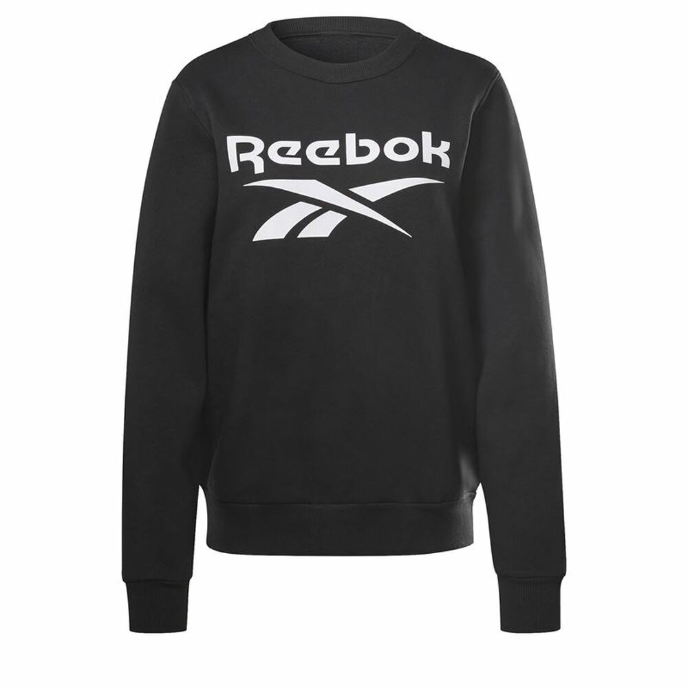 Reebok Damen SweatShirt ohne Kapuze identity Logo Fleece Schwarz – L