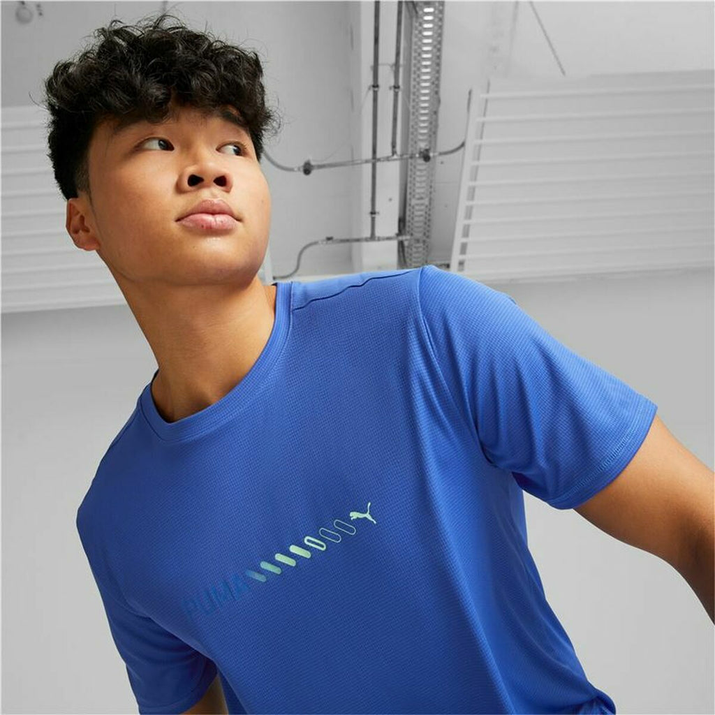 Puma Herren-Kurzarm-T-Shirt Run Favorite Logo Blau – Produktansicht 8