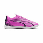 Puma Kinder-Indoor Fußball Schuhe Ultra Play Weiß Dunkel Rosa Kinder-Unisex – 38