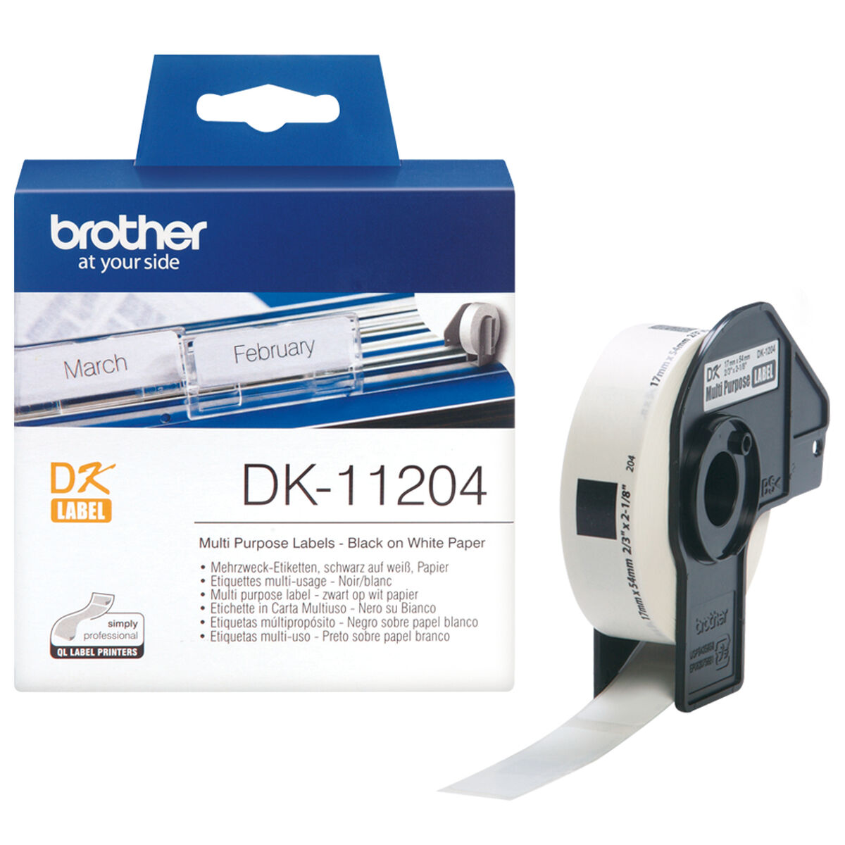Brother Multipurpose Printer Labels DK11204 Weiß Paper – Ansicht 1