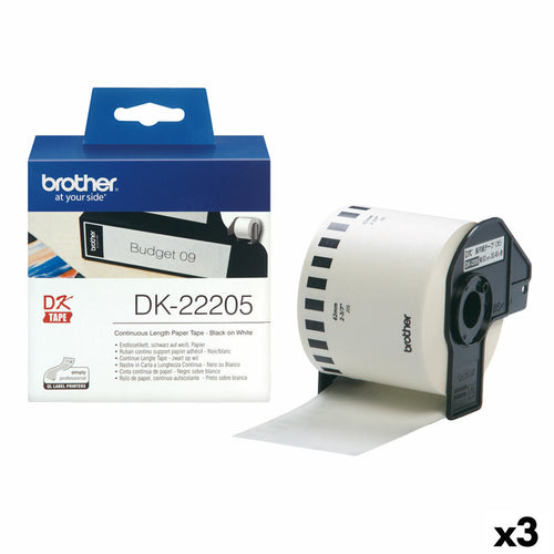 Brother Continuous Roll aus Papier DK-22205 Schwarz/Weiß