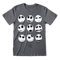 The Nightmare Before Christmas Unisex Kurzarm-T-Shirt Many Faces Dunkelgrau – Produktansicht 1