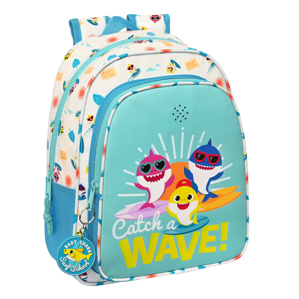 Baby Shark Schultasche Surfing Blau Weiß – Ansicht 1