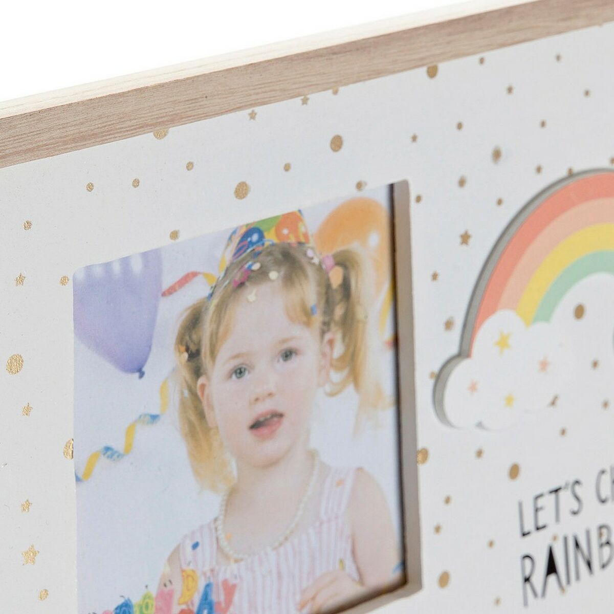 DKD Home Decor Bilderrahmen Rainbow Rosa Weiß Kinder-MDF Holz