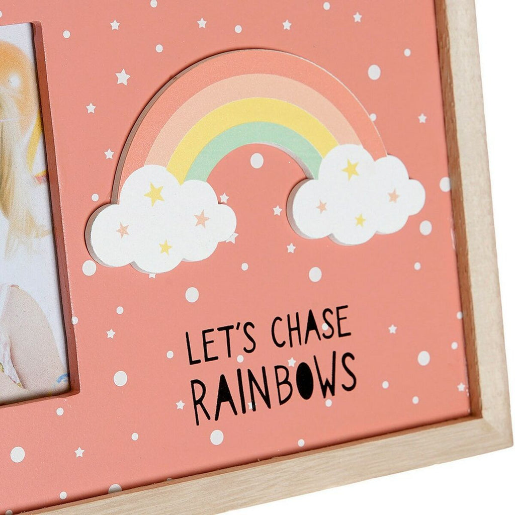 DKD Home Decor Bilderrahmen Rainbow Rosa Weiß Kinder-MDF Holz