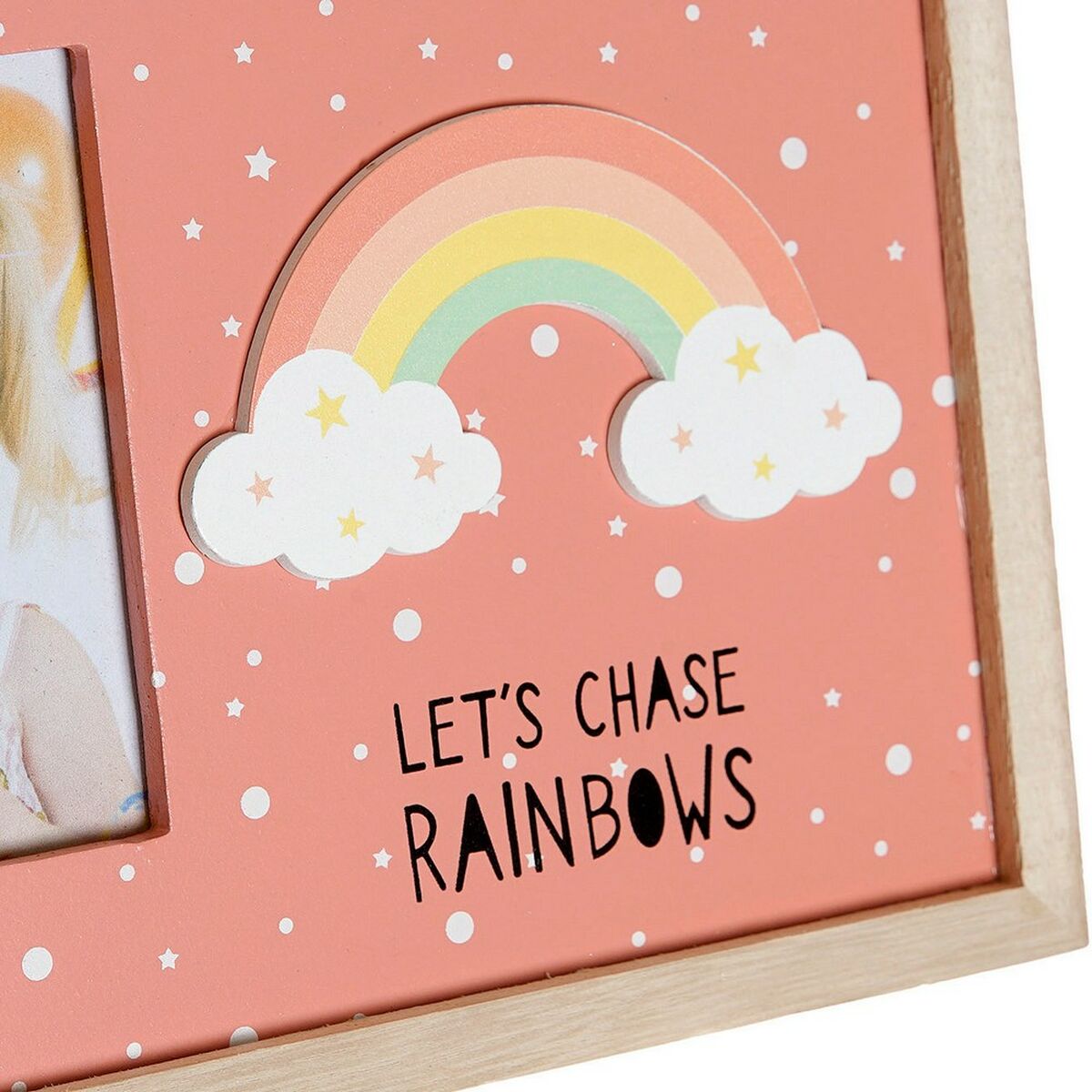 DKD Home Decor Bilderrahmen Rainbow Rosa Weiß Kinder-MDF Holz