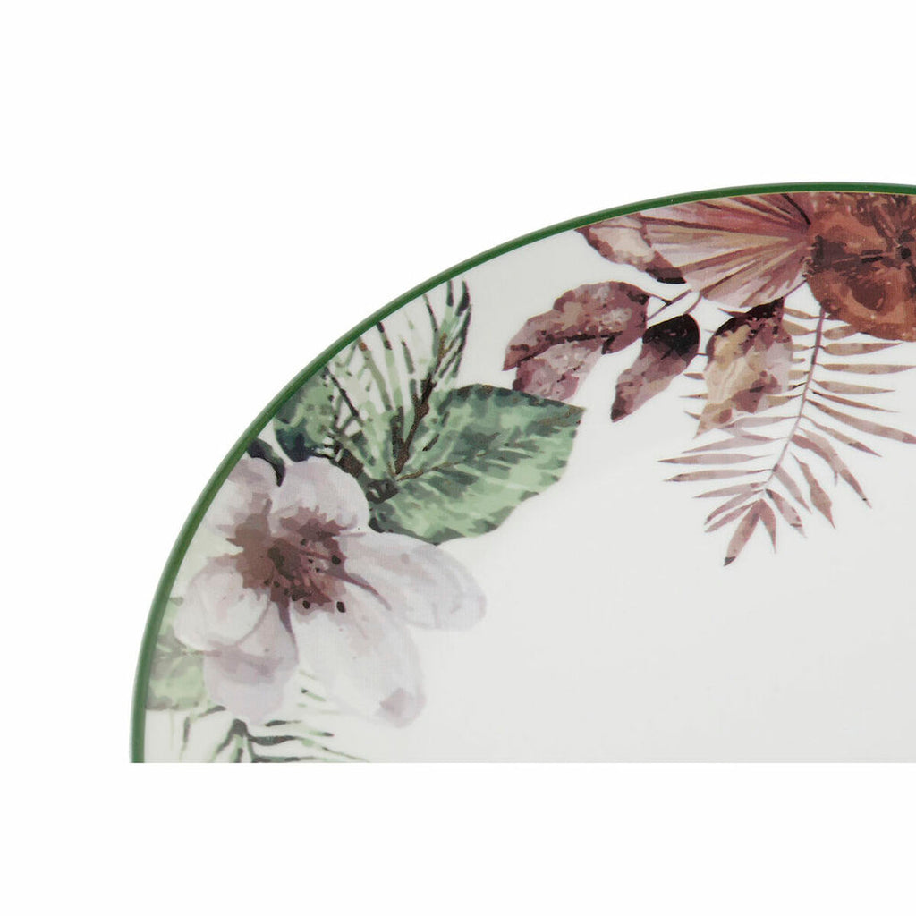 DKD Home Decor Flacher Teller Blumen Porzellan – Produktansicht 2