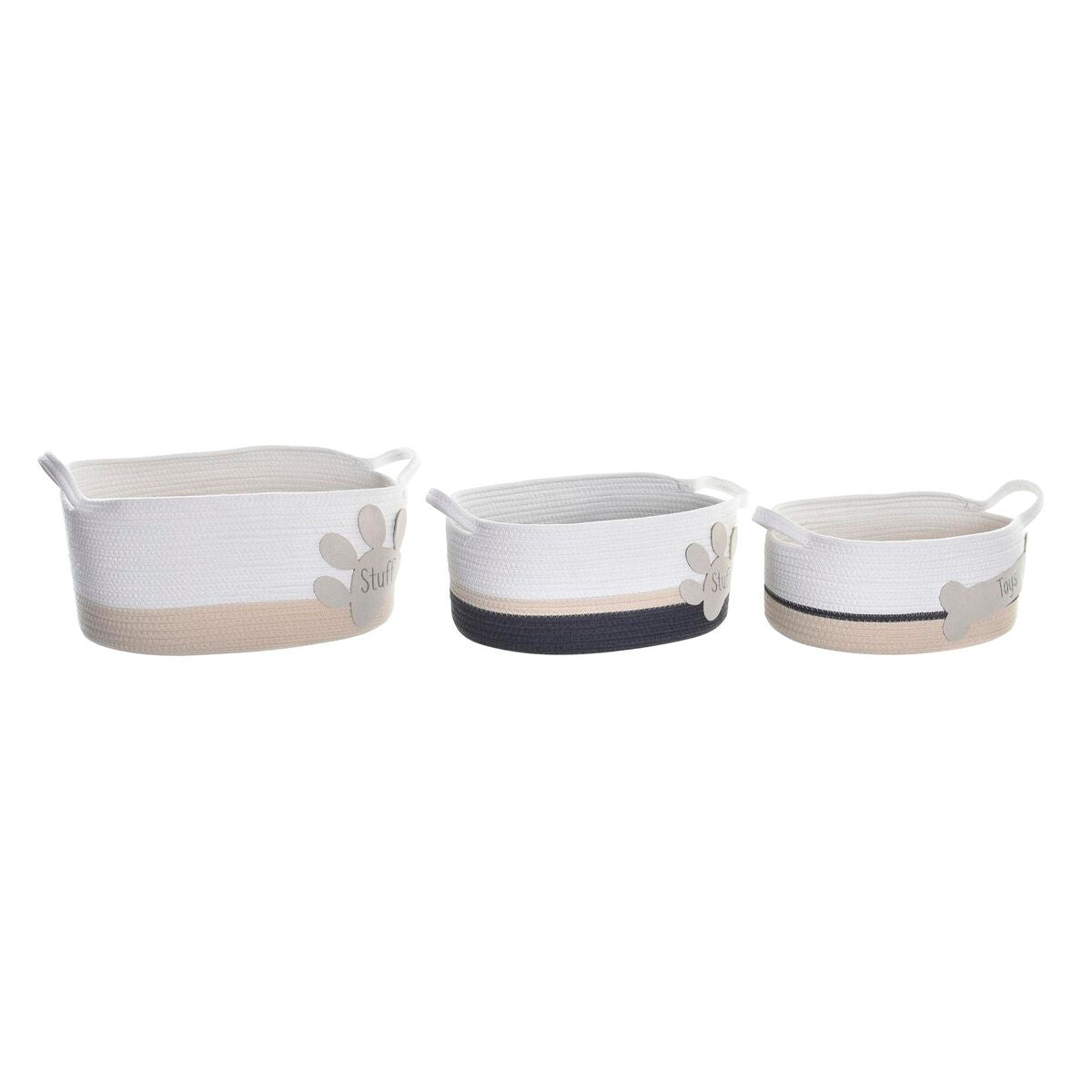 DKD Home Decor Korb-Set Weiß Grau Creme – Produktansicht 1