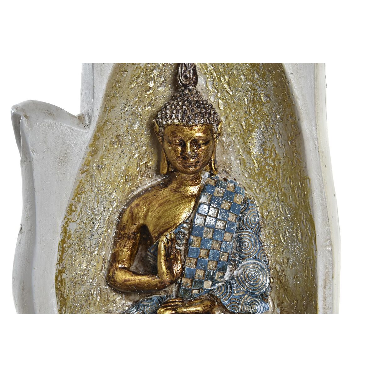 DKD Home Decor Dekofigur Grau Gold Buddha Kunstharz – Produktansicht 3