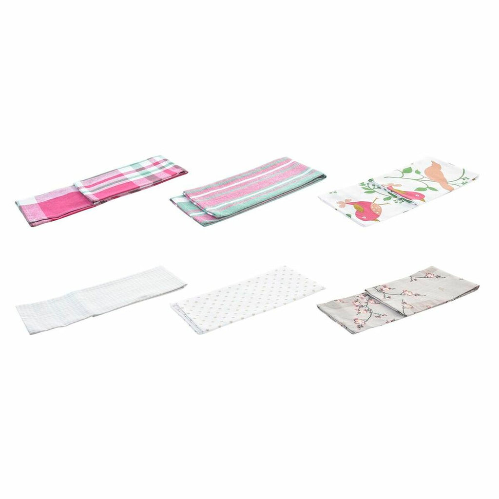 DKD Home Decor Tücher-Set Braun Rot Grün Beige Blumen Birds – Produktansicht 2