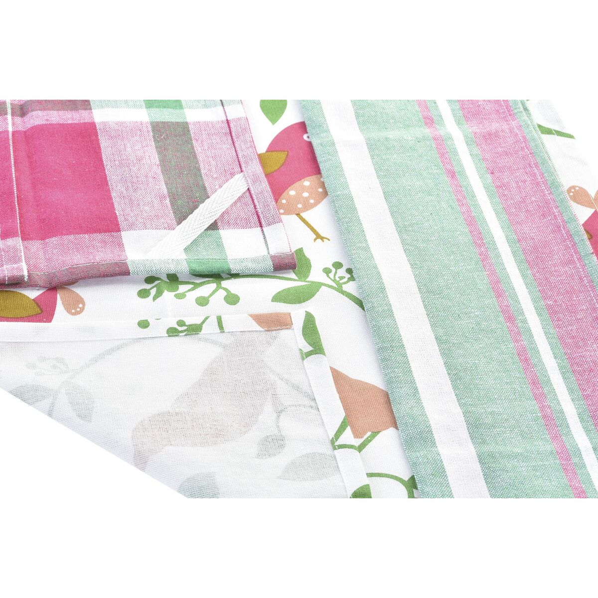 DKD Home Decor Tücher-Set Braun Rot Grün Beige Blumen Birds – Produktansicht 3