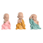 DKD Home Decor Dekofigur Blau Rosa Gelb Kunstharz Monk – Produktansicht 1