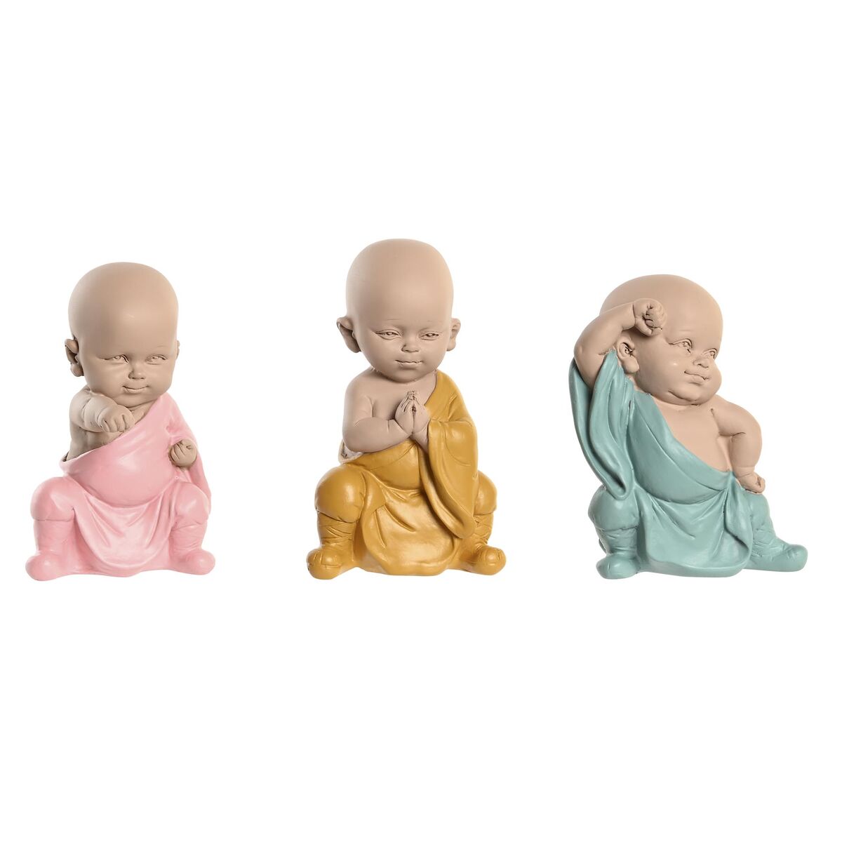 DKD Home Decor Dekofigur Blau Rosa Gelb Kunstharz Monk – Produktansicht 1