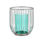 Gift Decor Kerzenhalter Blau Silber Metall Glas Cage – Produktansicht 1