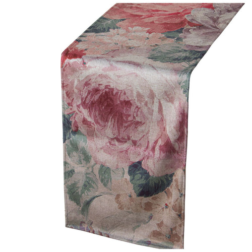 Alexandra House Living Tischläufer Rosa Textil Samt Blumenmuster