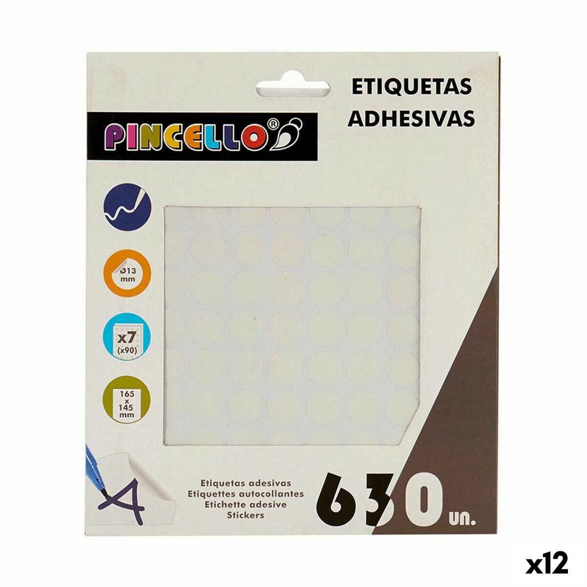 Pincello Klebeetiketten Weiß Ø 13 mm – Produktansicht 1