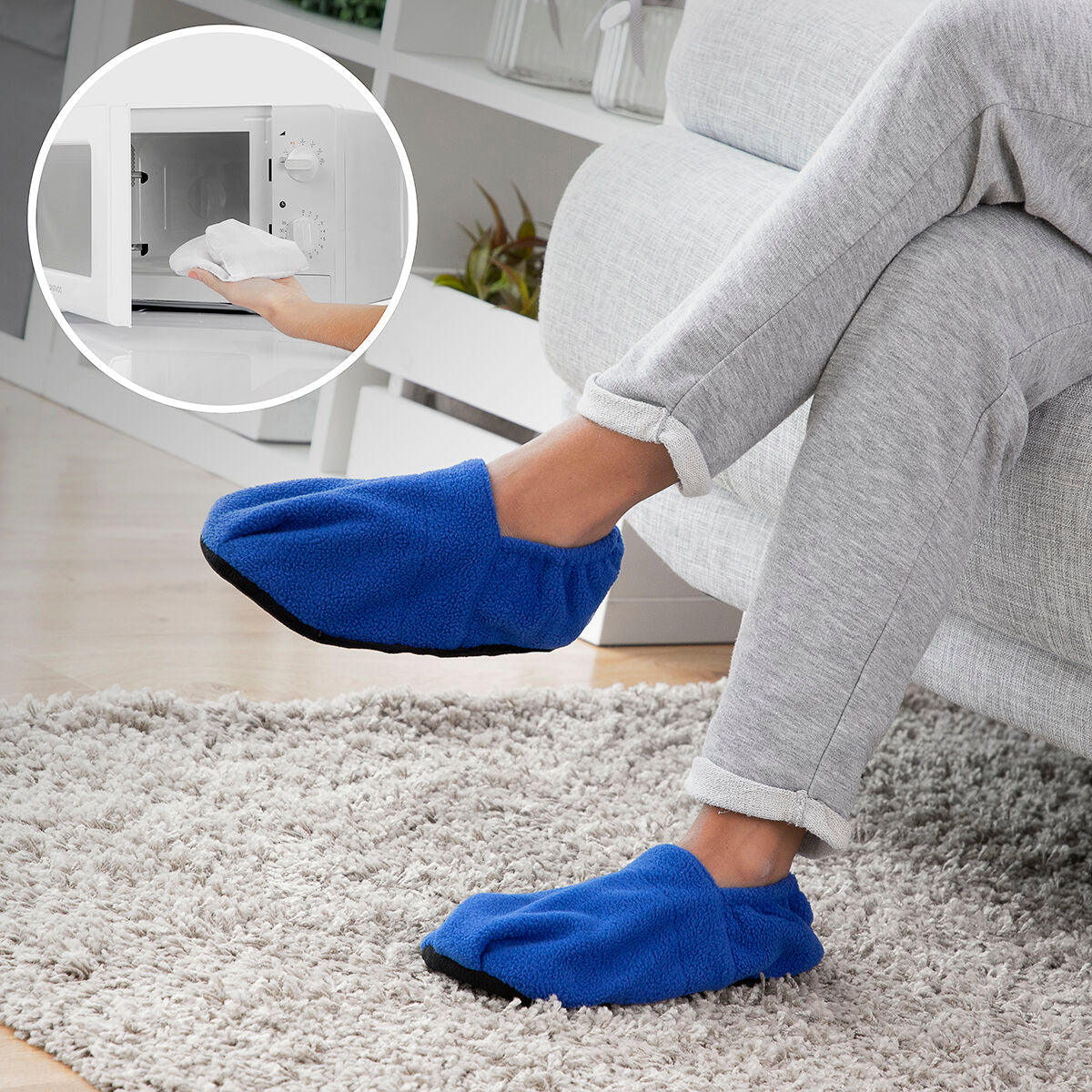 InnovaGoods Microwavable Heated Slippers Blau