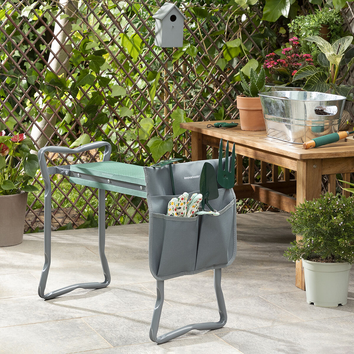 3-in-1 Klappbar Garten Seat mit Tasche für Tools Situl InnovaGoods – Produktansicht 2