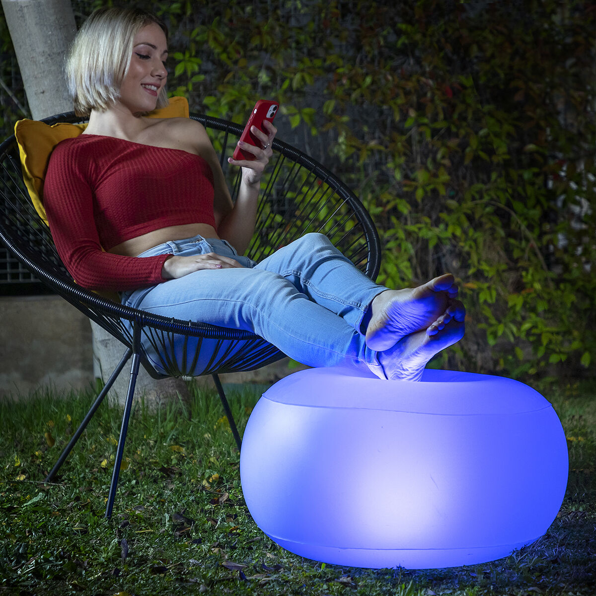 Aufblasbar Seat mit Mehrfarbig LED & Fern Steuerung Pulight InnovaGoods – Produktansicht 1