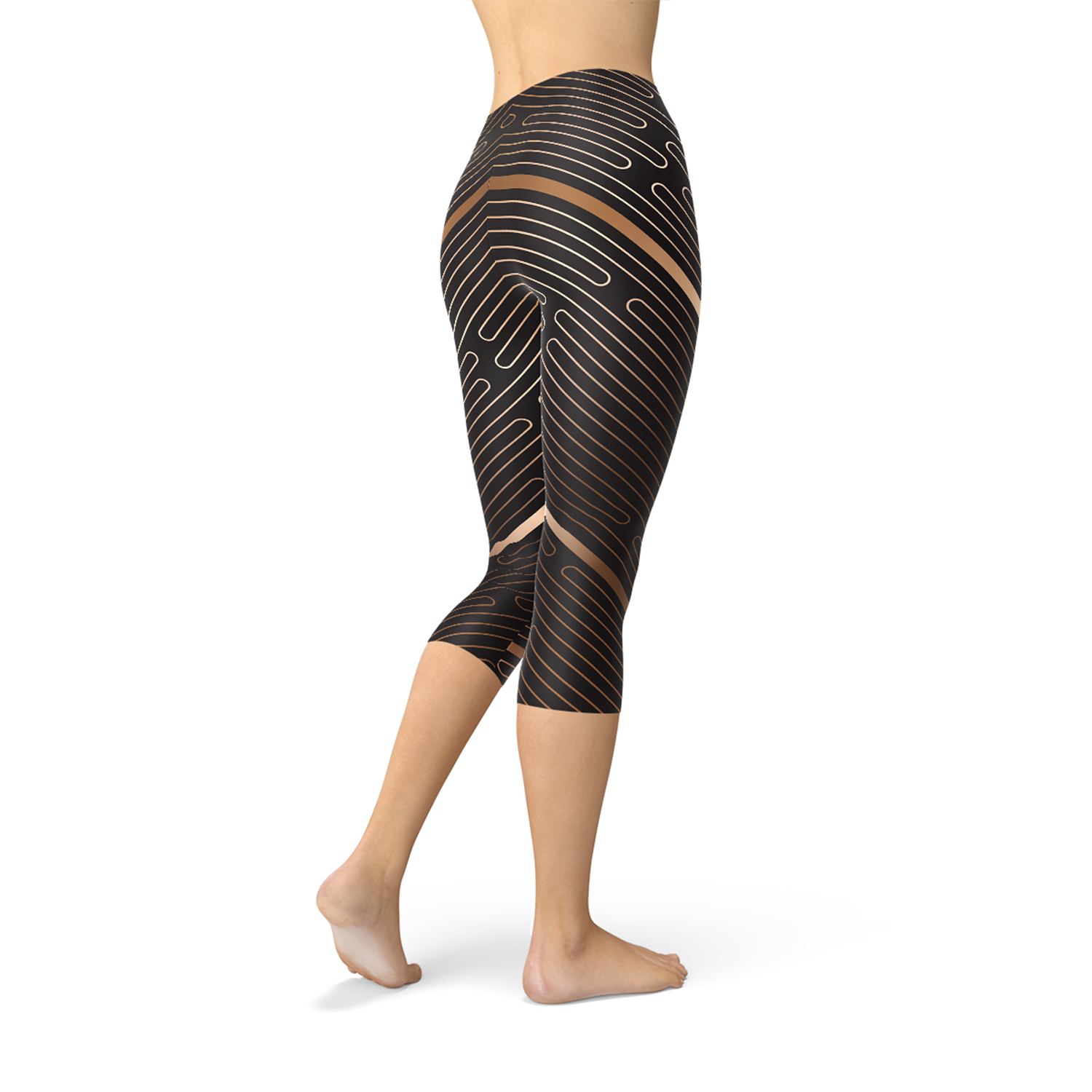 Striped Lines Women's Capri Leggings - Brown von BYAG. | BYAG.