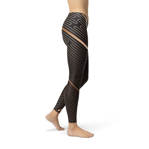 Striped Lines Women's Leggings - Brown von BYAG. | BYAG.