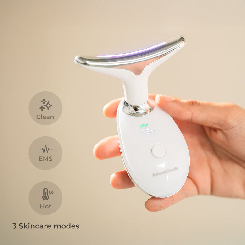 Elektrisches Gesichtsmassagegerät für Gesicht und Nacken mit LED, EMS und Wärme Selora InnovaGoods – Produktansicht 2